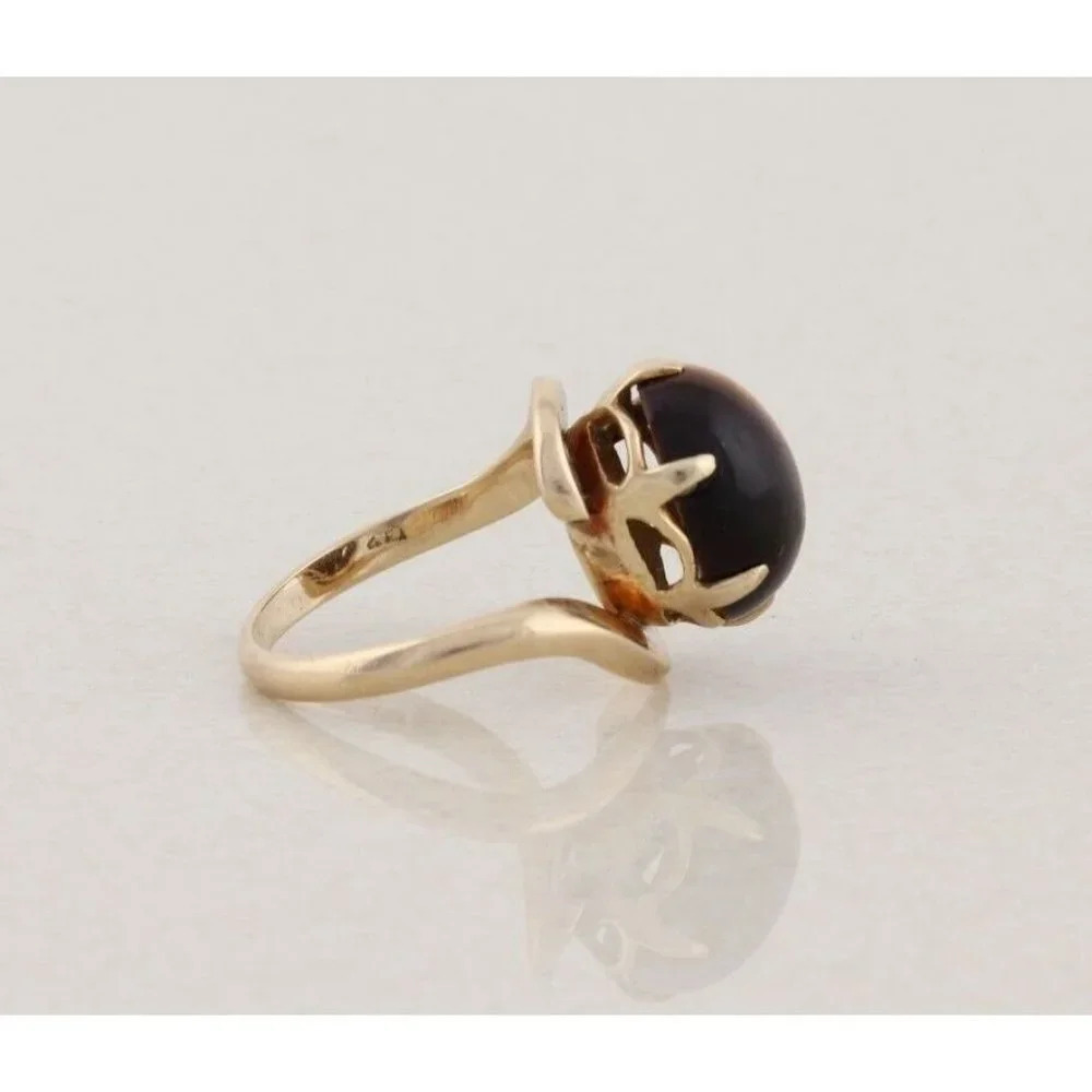 14k Yellow Gold Natural Tigers Eye Ring Size 7 1/2 - Picture 7 of 9